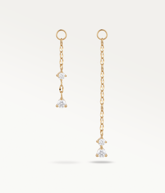 Petite et Grande Stella dorées, deux chaßnes de longueurs différentes avec pendentifs à pierres.