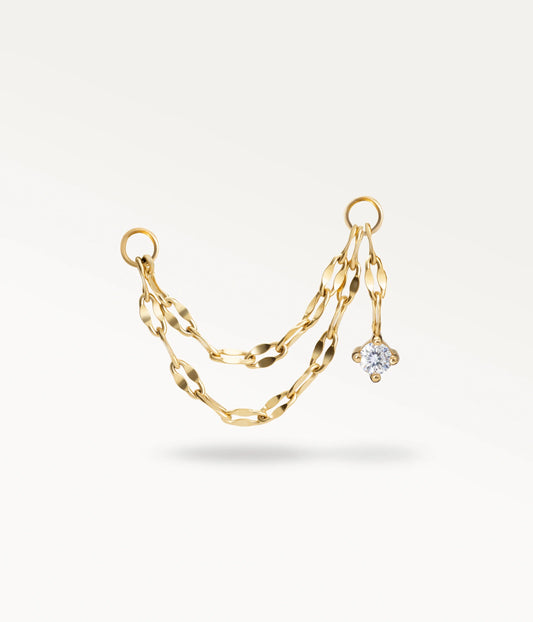 Nuée dorée, double chaßne à maillons plats avec une petite pierre pendante à une extrémité.