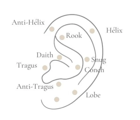 ubicaciones de los piercings en la oreja