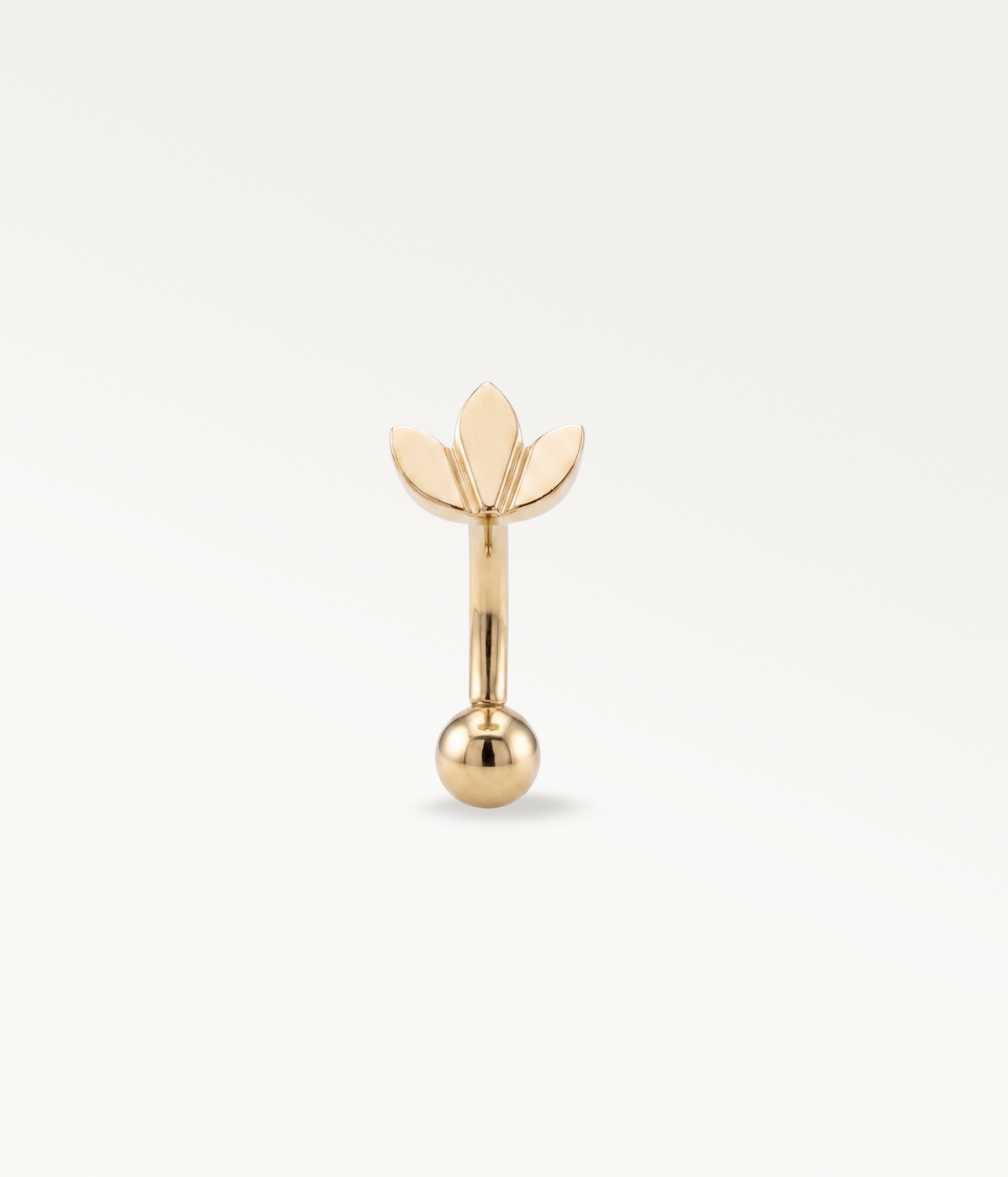 Lotus Banane doré, vue de face des trois pétales et de la bille inférieure.