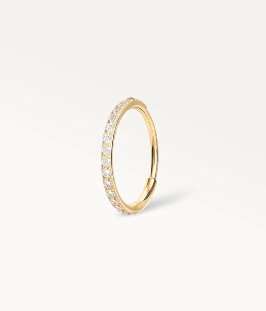 Anneau strass doré pour lobe, bijou fin et lumineux