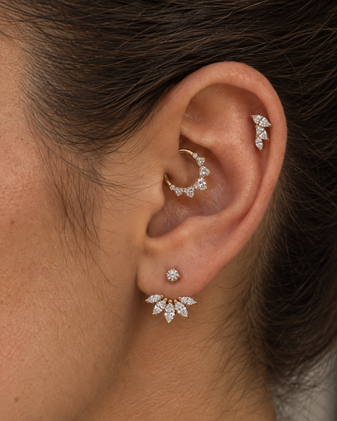 Azur gold-tone ear stack with Solange, Artemis and Cyrielle, Solstice Bijoux