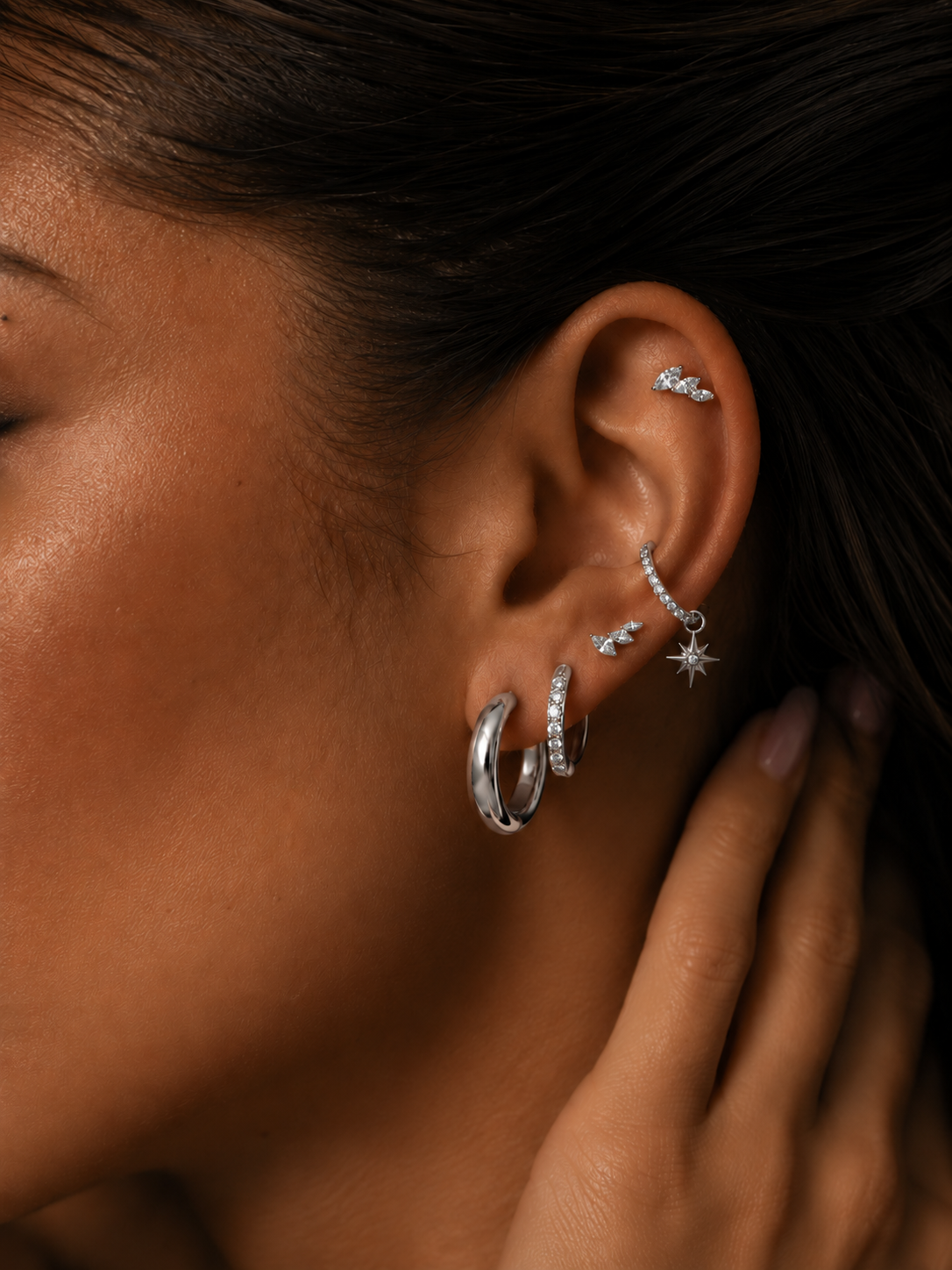 Charm Étoile argentato su un cerchio Lueur al conch, cerchio venduto separatamente