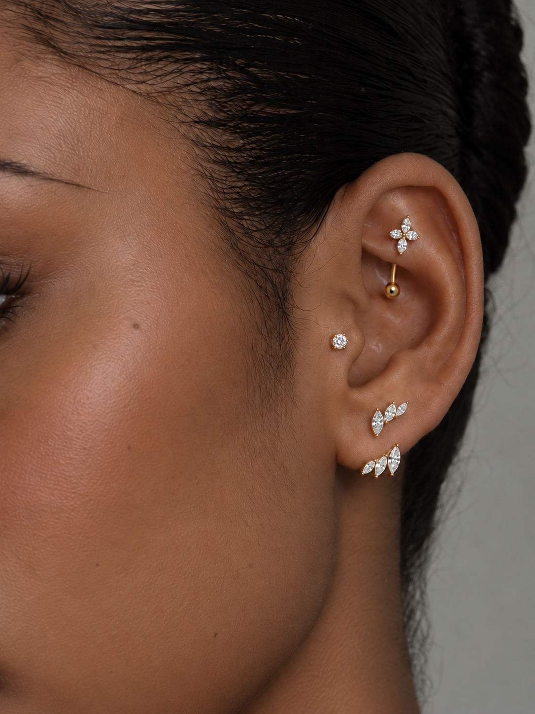Délicate gold-tone ear stack, Solstice Bijoux