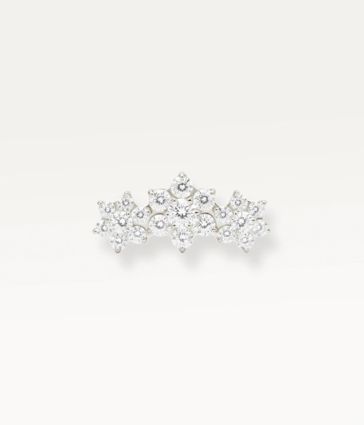 Front view of silver-tone floral constellation piercing jewellery set with small stones