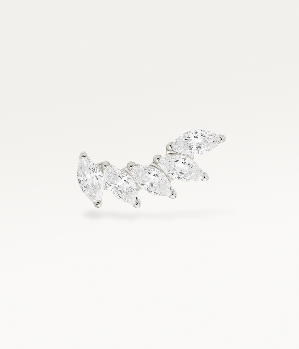 Front close-up of the silver-tone envolée lobe jewellery, highlighting the crystals