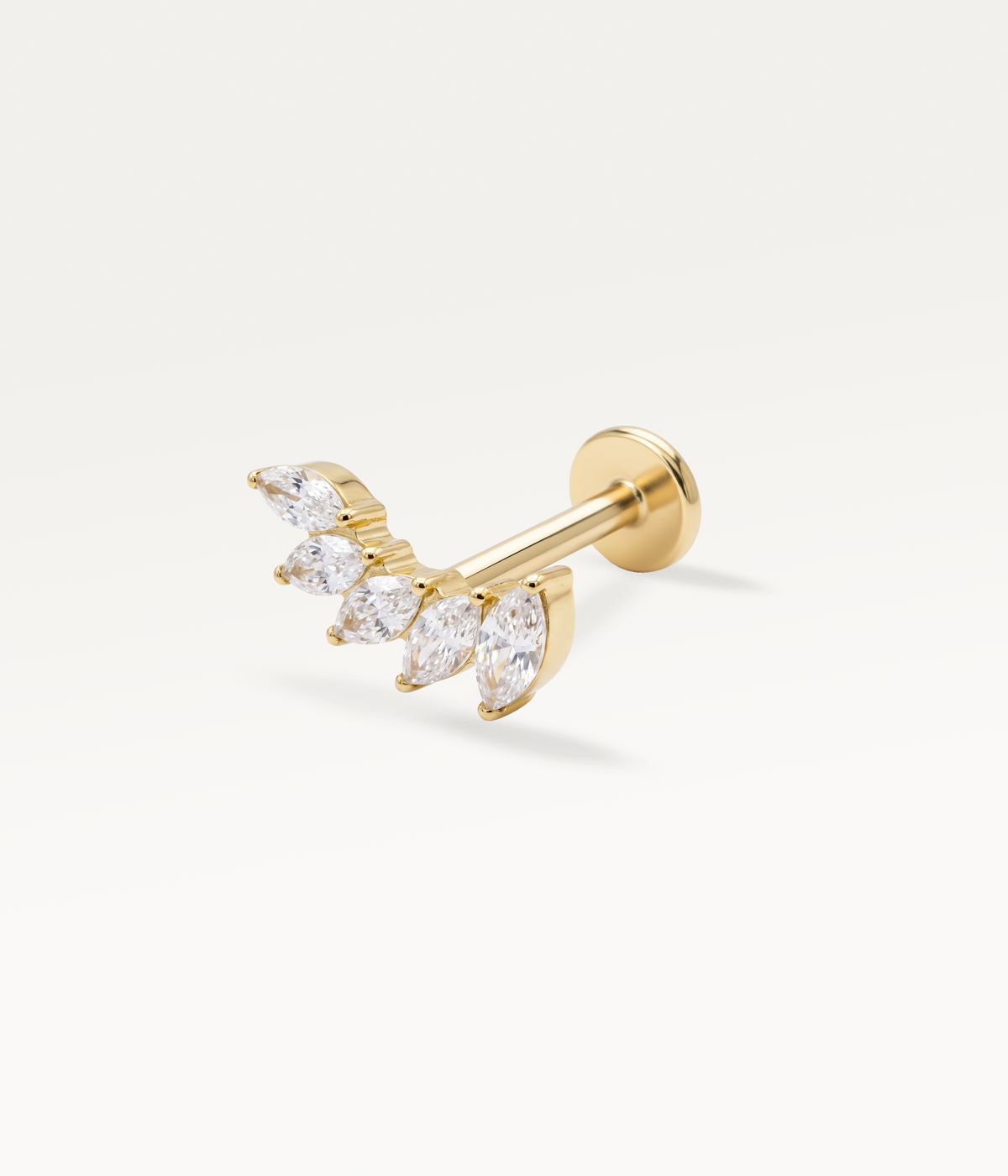 Yellow-gold-tone envolée lobe jewellery set with sparkling marquise-shaped stones