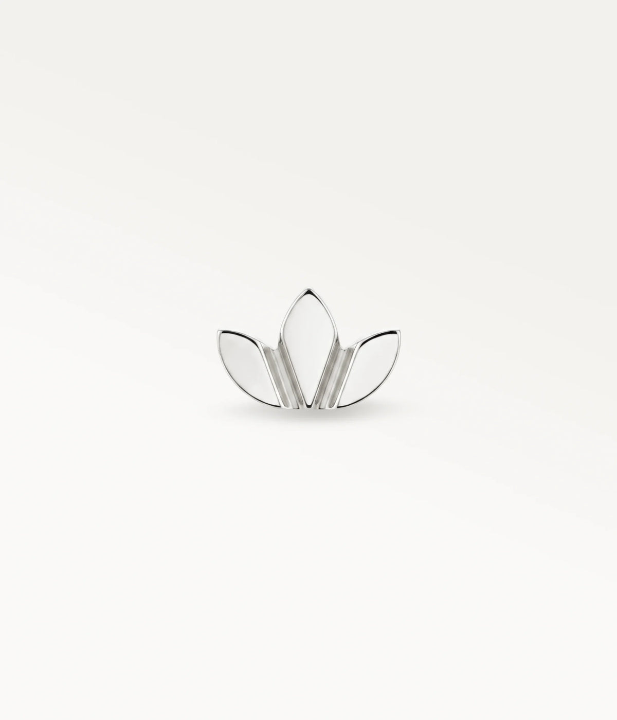 Silver-tone lotus flower piercing jewellery, front view of the minimalist floral motif
