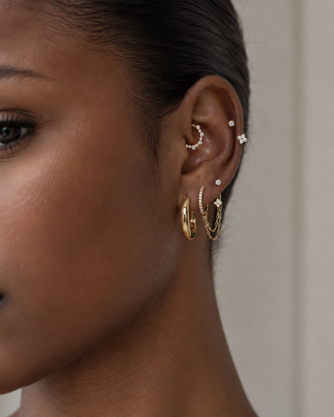 Paloma gold-tone ear stack, Solstice Bijoux
