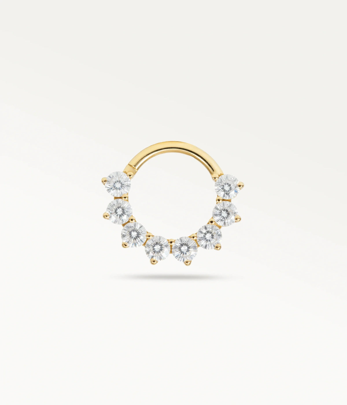 Goldfarbener Ring Abby mit einem Fächer aus runden und Marquise-Steinen.
