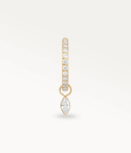 Anneau Rosée doré serti de petites pierres et pendentif marquise, vue de face.