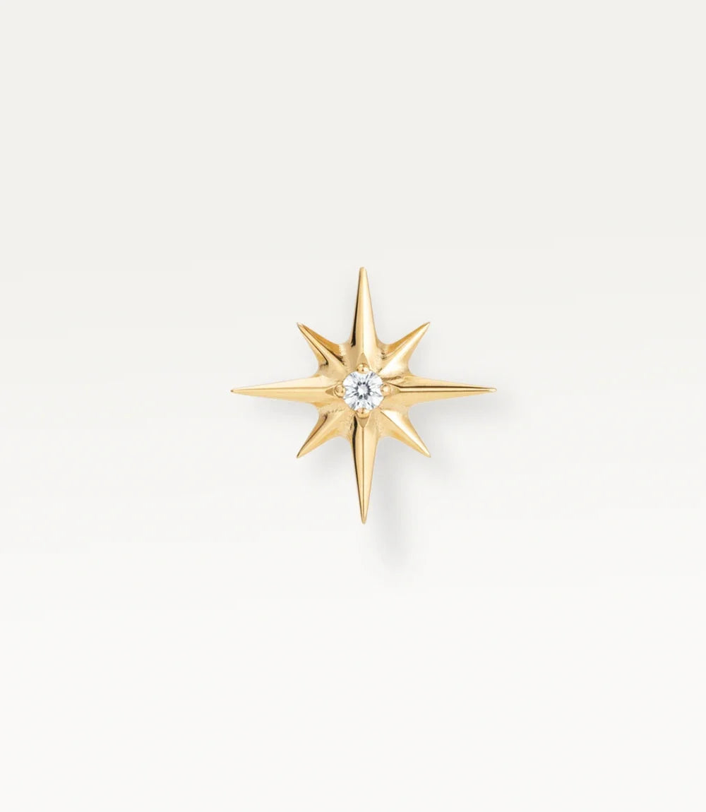 Gold-tone Astrée, eight-pointed star and central stone, front view.