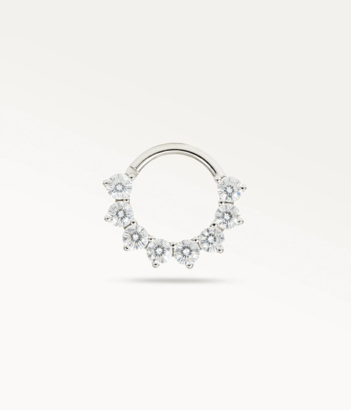 Silberfarbener Ring Abby mit einem Fächer aus runden und Marquise-Steinen.