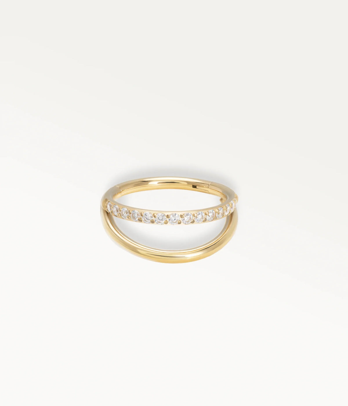 Gold-tone Mirage hoop with two rows, the upper row set with stones.
