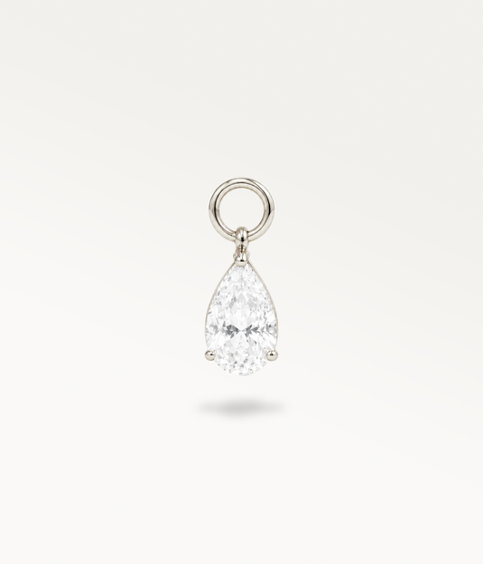 Pluie charm - large drop, silver-tone, front view