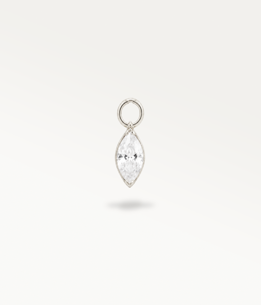 Rosée charm - small drop, silver-tone, front view